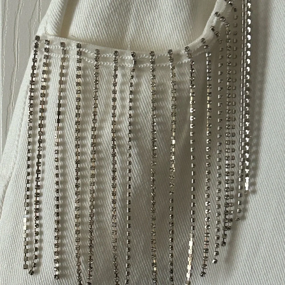 Cloud Ten She’s Stealing Our Hearts White Girls Trip Rhinestone Shorts Sz S‎